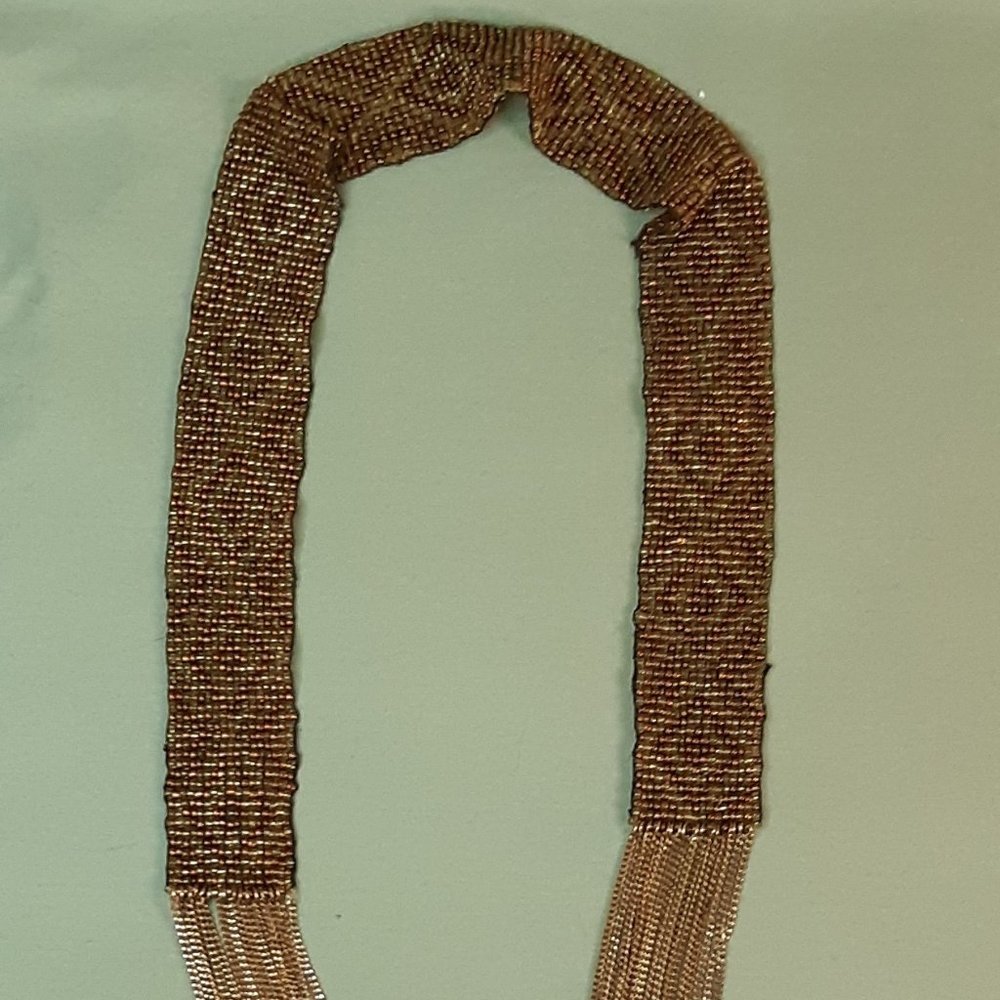Geometric Pattern Loom Beaded Earth Tone Necklace - Picture 2 of 13